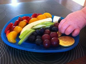 Hand stealing fruit